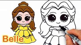 How to Draw Disney Princess Belle from Beauty and the Beast Cute