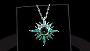 CiNily Created Fire Opal Pendant Necklace Green Opal Jewelry
