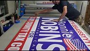 Mounting printed vinyl on 4x8 sheets of coroplast, using a laminator