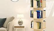 Rotating Bookshelf Tower, 360 Display Spinning Bookshelf, 4 Tier Revolving Bookcase for Kids&Adults, Rotating Bookcase for Bedroom, Living Room,Solid Wood Bookshelf Organizer for Small Space
