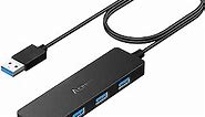 Aceele USB Hub 3.0 Splitter with 4ft Extension Long Cable Cord, 4-Port Ultra-Slim Multiport Expander for Desktop Computer PC, Laptop, Chromebook, Flash Drive Data and More[Charging Not Supported]