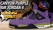 Air Jordan 4 Canyon Purple ON FEET Review! Worth $400!? LACE SWAP, DIFFERENT PANTS, SIZING EXPLAINED