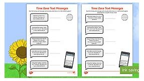 Time Zone Text Messages Time Interval Worksheet