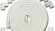 Roving Cove Edge Corner Protector Baby Proofing (Large 18ft Edge 8 Corners), Hefty-Fit Heavy-Duty, Soft NBR Rubber Foam, Furniture Fireplace Safety Corner Edge Bumper Guard, 3M Adhesive, Oyster White