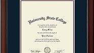 Framerly - Liberty University 13" W X 17" H Diploma Frame - Fits a Master's and Phd - Gold Embossed Diploma Frame - Cherry Moulding with Navy and Red Matting - Officially Licensed