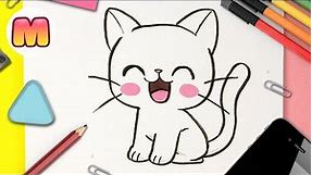 Como dibujar un GATO KAWAII 💖 FACIL PASO A PASO 💖 como dibujar un gatito bebe