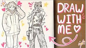 draw with me ☆ doodling cute girls in grunge outfits