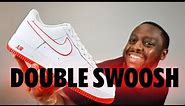 Air Force 1 Double Swoosh Picante Red On Foot Sneaker Review QuickSchopes 566 Schopes DV0788 102