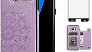 NKECXKJ Design for Samsung Galaxy S7 Leather Wallet Case with Screen Protector Credit Card Holder Slot Stand Kickstand Shockproof Protective Cover for S 7 7s GS7 SM-G930V G930A Women Men Girls Purple