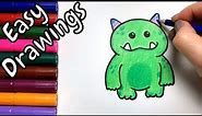 Easy Drawings | How to Draw Green Monster | Draw Step by Step