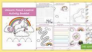 Unicorn-Themed Pencil Control A4 Activity Booklet