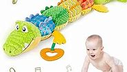 Sumobaby Infant Baby Musical Stuffed Animal Activity Soft Toys with Teether, Multi-Sensory Crinkle, Rattle and Textures, for Tummy Time Newborn 0-3-6-12 Months Boys, Girls, Crocodile (Alligator)