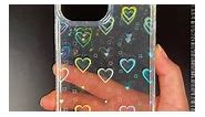 Hython Case for iPhone 13 Holographic Heart Case, Cute Clear Laser Glitter Bling Sparkle Heart Pattern Cover, Anti-Scratch Hard PC Shockproof Protective Phone Case for Women Girls, Rainbow Hearts