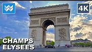 [4K] Champs-Élysées Shopping Street in Paris France 🇫🇷 Walking Tour - Sudden Rain Pour