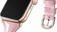 Mazoft Patent Leather Slim Bands Compatible with Apple Watch Band 38mm 40mm 41mm 42mm 44mm 45mm 49mm, Glossy Leather Women Thin Strap for iWatch Ultra2&1 Series 9 8 7 6 5 SE 4 3 2 1 (Pink)