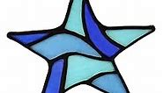 HAOSUM Blue Star Decoration Stained Glass Window Hanging,Glass Star Suncatcher for Living Room Bedroom Bathroom Kitchen, Birthday Gift for Boy Men Party