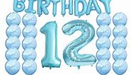 12th Birthday Decorations Party Supplies,12th Birthday Balloons Blue,Number 12 Mylar Balloon,Latex Balloons Decoration,Great Sweet 12th Birthday Gifts for Girls,Photo Props