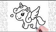 Cute Unicorn Drawing Easy | Easy Unicorn Outline Drawing