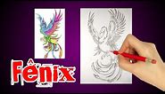 Como desenhar Fênix fácil. Cómo dibujar Fénix fácil. How to draw, Phoenix, easy.