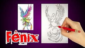 Como desenhar Fênix fácil. Cómo dibujar Fénix fácil. How to draw, Phoenix, easy.