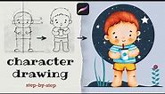 How To Draw A Cute Character - Cartoon Boy Illustration in Procreate