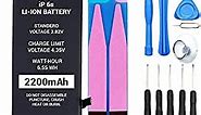 for iPhone 6S, HIGH Capacity Battery Replacement Kit 2200mAh,New G Wireless, New 0 Cycle Battery, [with Replacement Tools, with Adhesive]