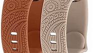 TOYOUTHS 2 Packs Boho Engraved Bands Compatible with Apple Watch Bands 41mm 40mm 38mm Women Men Girl, Bohemian Designer Sport Soft Silicone Fancy Dressy Straps for iWatch Series 9/SE/8/7/6/5/4/3/2/1