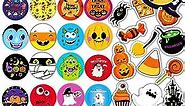 Funnlot Halloween Sticker Sheets 32 Sheets Round Halloween Stickers for Kids Halloween Stickers Trick Or Treat Stickers for Treat Bag Halloween Party Decors