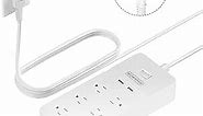 2 Prong Power Strip with 10ft Extension Cord, NTONPOWER Flat Plug Surge Protector with 6 Outlets 2 USB Ports, 2 Prong to 3 Prong Outlet Adapter with Polarized Plug, 2100 J, Wall Mount for Old House