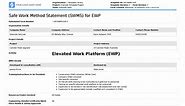 EWP (Elevated Work Platform) Safe Work Method Statement [SWMS]