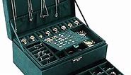 Women Jewelry Organizer Box, 3-Layer Velvet Jewelry Boxes Display Storage Case with Lock for Rings Necklace Earrings, Green, 24*17*11CM, ZUZ002A