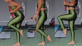 Green Super Shiny Spandex Leggings Trying on Easy Workout