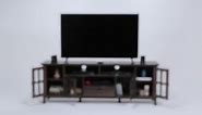 Simpli Home Artisan Solid Wood 72 in. Wide Transitional TV Media Stand in Russet Brown for TVs up to 80 in. AXCRART72-RUS