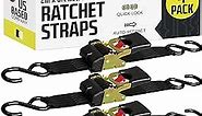 DC Cargo - Retractable Ratchet Strap, 4 Pack (2 inch x 6 feet) - Heavy Duty Tie Down Auto Retractable Ratchet Straps - Easy Self Contained Black Ratchet Strap Tie Downs for Trailers, Vehicles, Boat