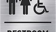 Oudain All Gender Restroom Sign Unisex Handicap Bathroom Sign Braille Bathroom Door Sign by Ada Compliant Raised Icons Wheelchair Restroom Signs for Business Restaurant(1 Piece)