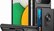 Vofolen Case for Galaxy A03 Core Wallet Credit Card Holder ID Slot Sliding Door Hidden Pocket with 360° Swivel Kickstand 3 in 1 Hybrid Bumper Rugged Phone Case for Samsung Galaxy A03 Core Case Black