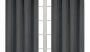 BGment Dark Grey Blackout Insulated Curtains 45 Inches Length for Bedroom - Rod Pocket Short Thermal Curtain Panels for Small Window, 42 x 45 Inch, 2 Panels