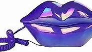 TelPal Corded Landline Phones for Home, Funny Novelty Lip Phone Gift, Wired Mouth Telephone Cartoon Shaped Real Landline Home Office Telephones Furniture Decor (Purple)