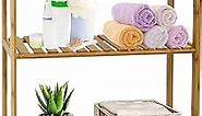 KINTNESS 3-Tier Bamboo Bathroom Shelf, Stand Utility Storage Shelf Free Standing Multifunctional Storage Rack Organizer (3 Tier) …