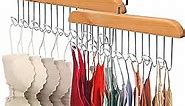 Bra Tank Top Hanger for Closet : Thickened Wooden Storage Rack Hangers with 2 Pack 16 Hooks Tie Belt Purse Ropa Hat Scarf Organizers for Woman Man (Original)