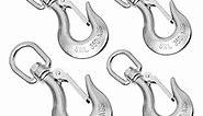 FineUwork 4pcs Stainless Steel Rope Hook, Safety Swivel Clevis Slip Hooks for Lifting 771lb