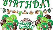 40pcs Sloth Birthday Party Decoration Set Sloth Birthday Banner, Garland, Balloons, Cake Cupcake Toppers, Tablecloth for Kids Sloth Theme Party Supplies