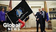 Trump reveals U.S. Space Force flag, signs Armed Forces Day proclamation