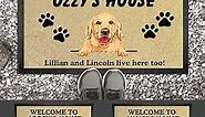 Personalized Welcome to Dog Name's House Doormat - Custom Dog Breeds & Custom Names Dog Owners Live Here Too Door Mat, Customized Dog Faces Christmas Decoration Gifts, Dog Lovers Non-Slip Floor Rug