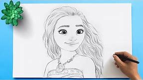 MOANA DRAWING | How to Draw Disney Princess Moana 👸