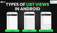 Type of Listview | Listview in Android Studio | App Development Tutorial