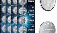 CR2016 Batteries 3V Lithium Cell - 3 Volt CR 2016 Coin Button Lithium Battery for Toyota Camry Rav4 Car Key Fob Remote Control LED Light Candles Garage Door Opener Monitor Bathroom Scale (20 Pcs)