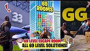 69 LEVEL ESCAPE ROOM Fortnite (All 69 Level Solutions) | Jacob 69 Level Escape Room Fortnite