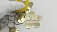 NanTun Brass Droplet Shape Key Tags with Ring, Hollowed Number ID Tags Key Chain, Numbered Key Rings - 1 to 5