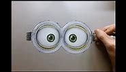 drawing time lapse - hyperrealistic art : how to draw minions eyes